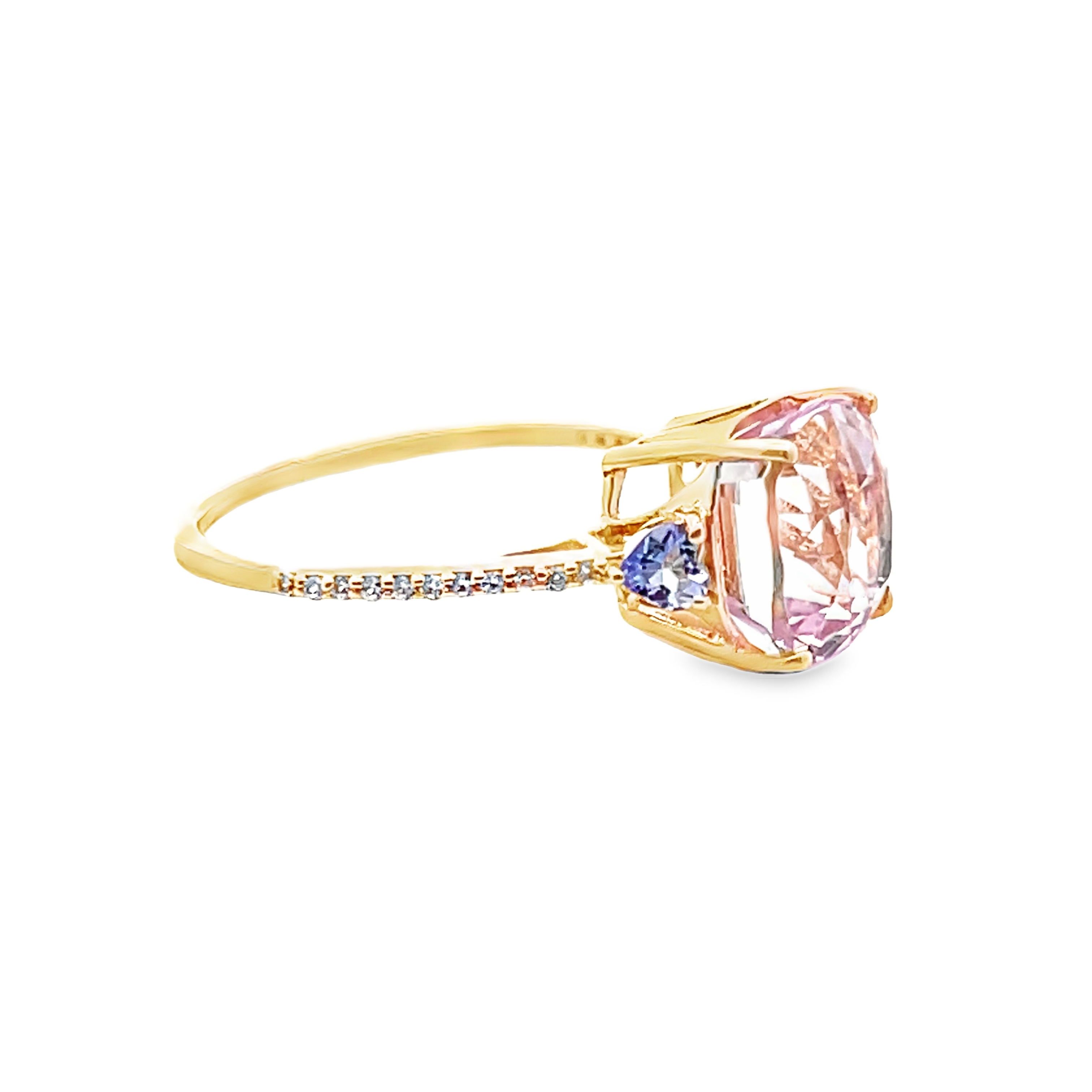 Natural Kunzite, Tanzanite & Sapphire Ring