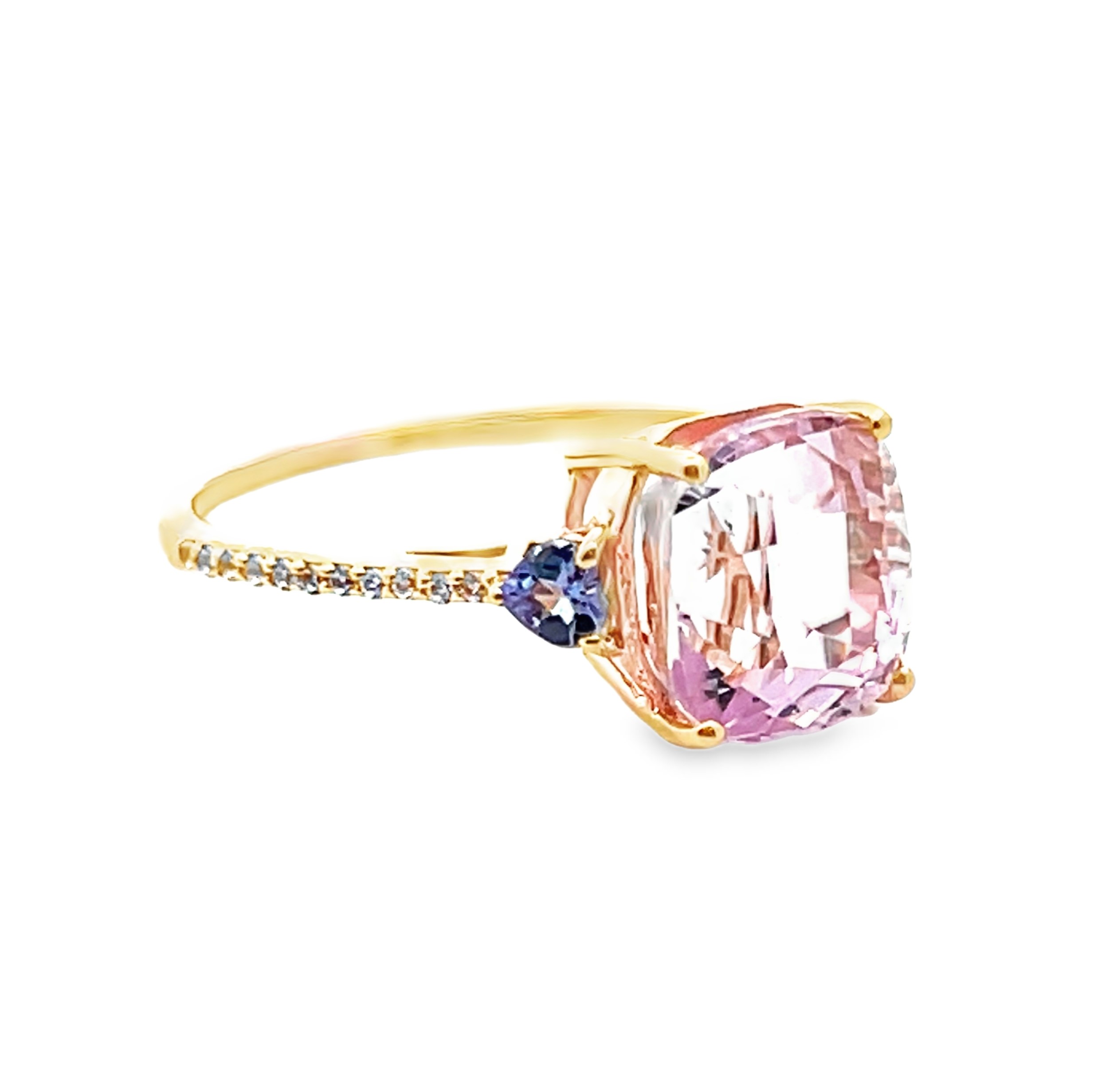 Natural Kunzite, Tanzanite & Sapphire Ring