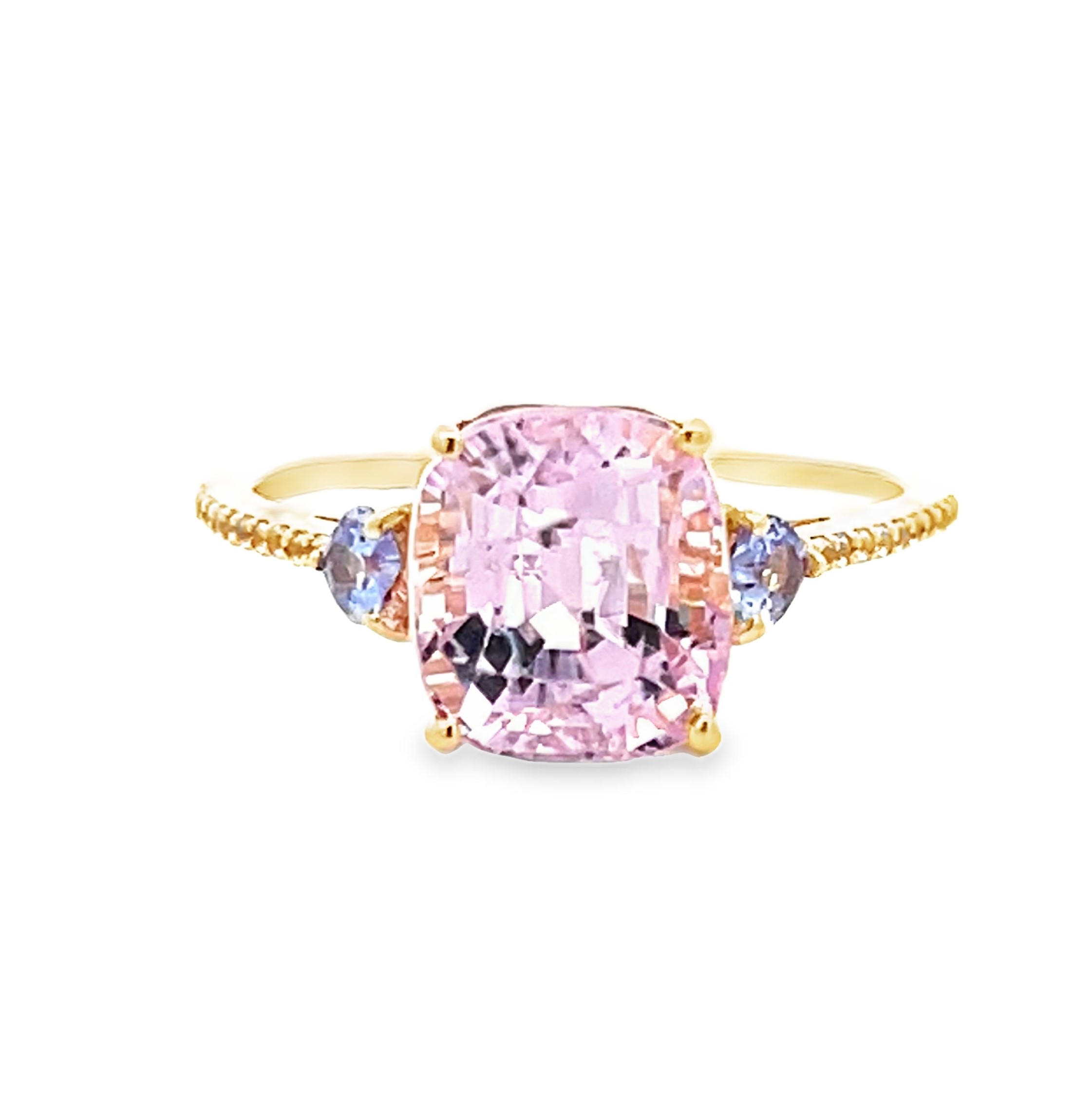 Natural Kunzite, Tanzanite & Sapphire Ring