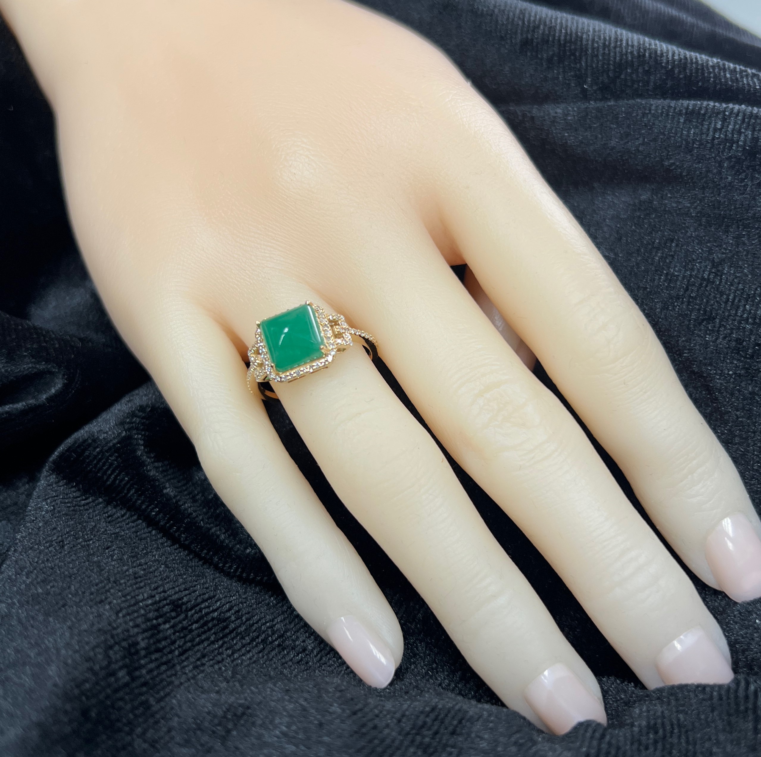 Natural Zambian Emerald & Diamond Ring