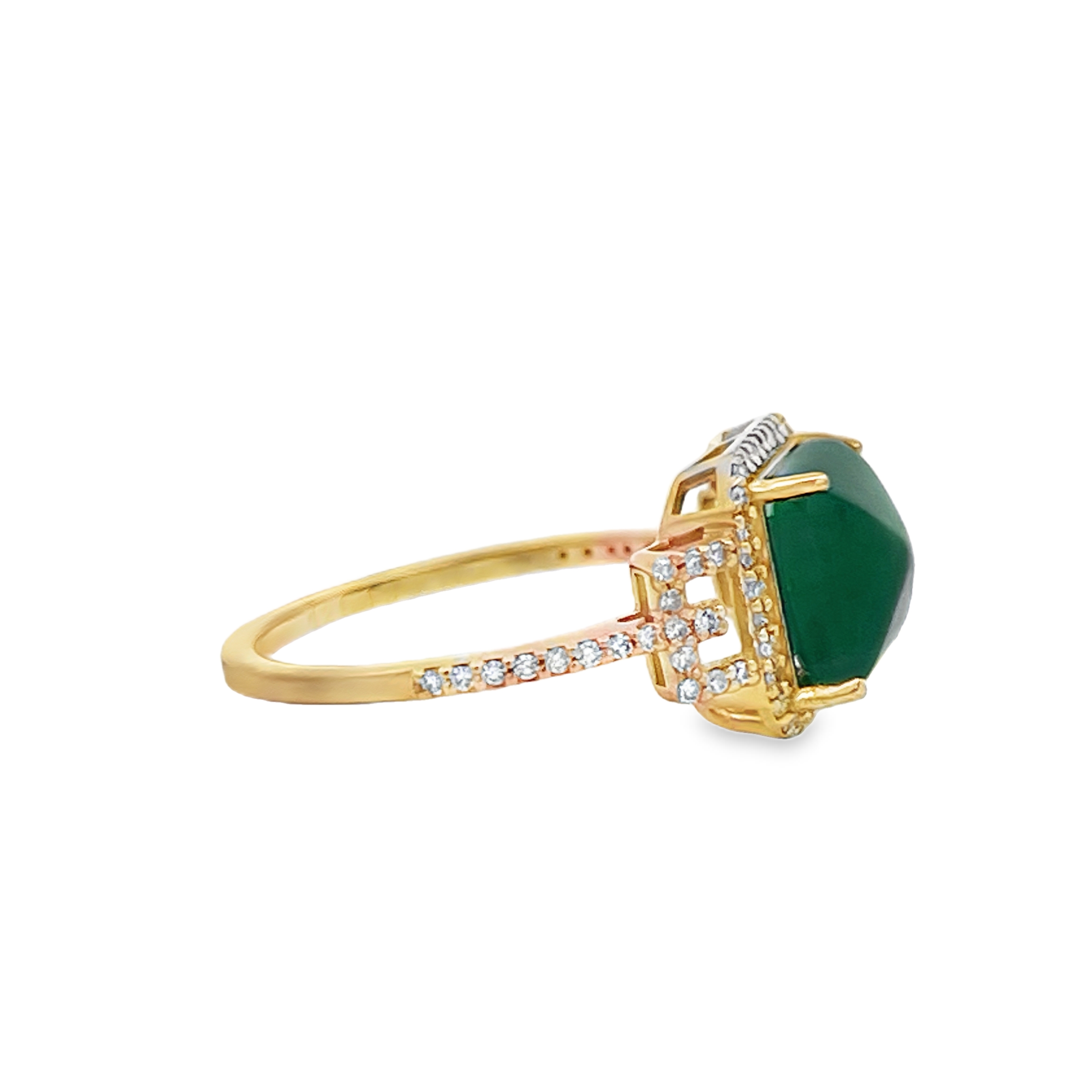Natural Zambian Emerald & Diamond Ring