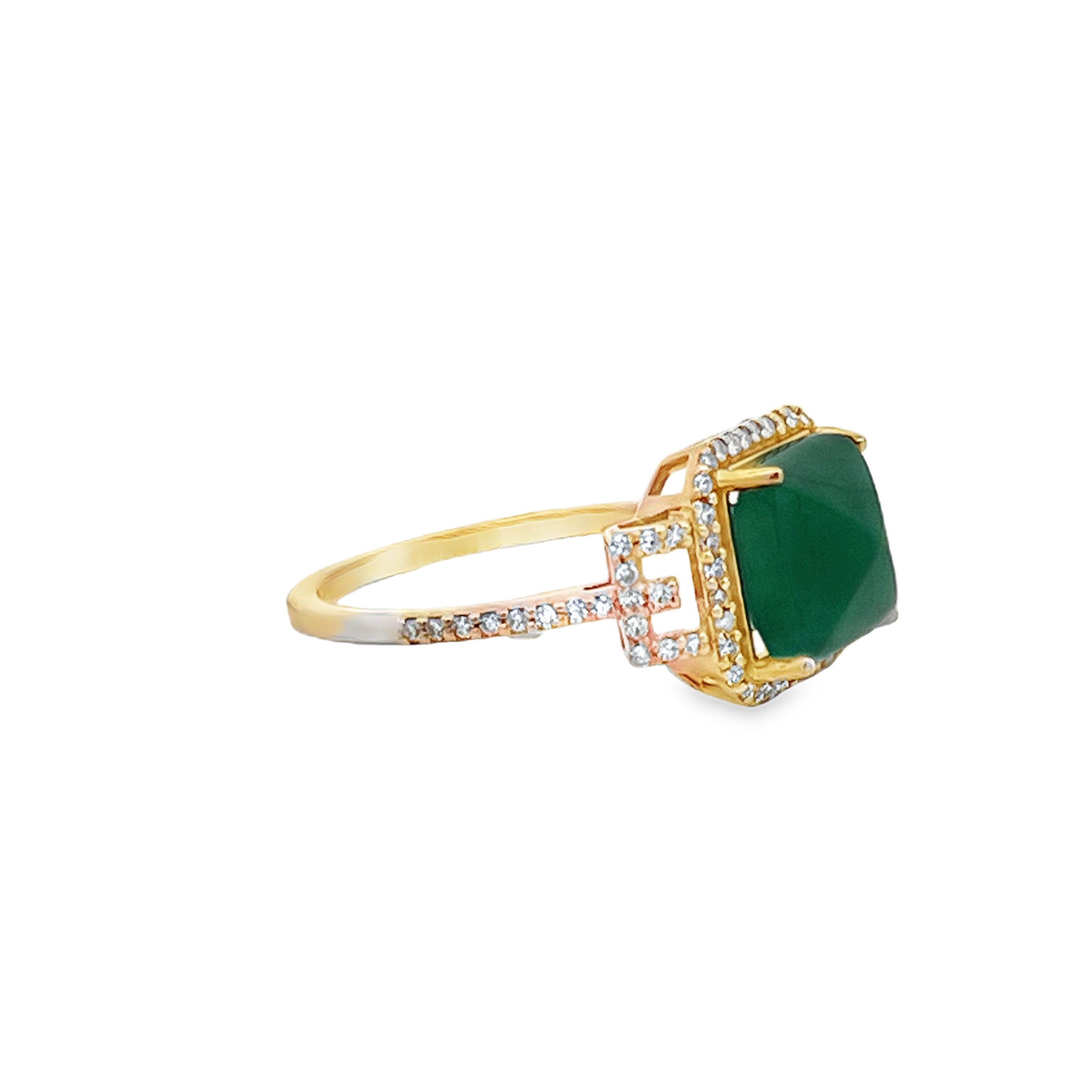 Natural Zambian Emerald & Diamond Ring