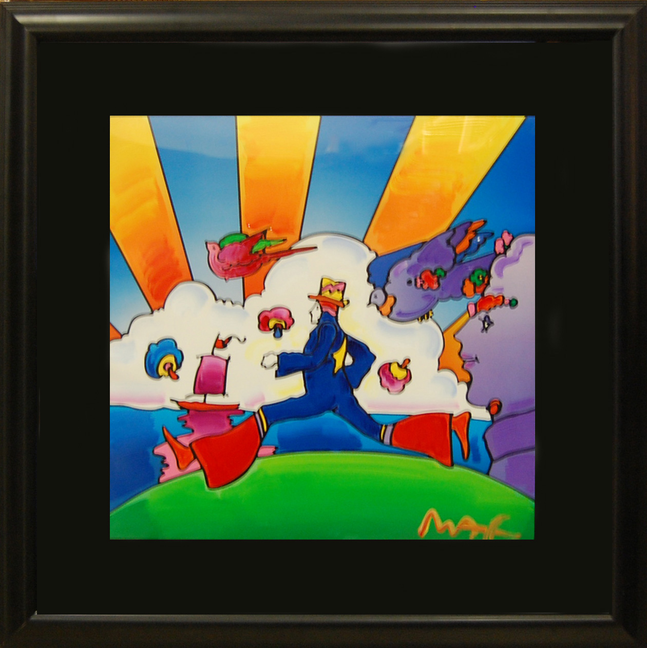 Peter Max Mixed Media Acrylic on Serigraph Paper Signed