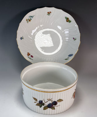 DRESDEN SUMMER GARDEN BOWL & ROYAL WORCESTER CASSEROLE. DRESDEN SUMMER GARDEN BOWL &amp; ROYAL 