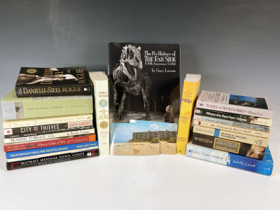 LARGE LOT OF BOOKS NOVELS 
The PreHistory of The Far Side: A 10th Anniversary Exhibit, She's 