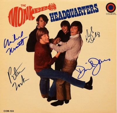 The Monkees signed Headquarters album. The Monkees 1967 hit Headquarters album autographed by 