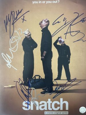 Snatch cast signed mini poster GFA authenticated autographed by Lucien Laviscount, Rupert Grint 