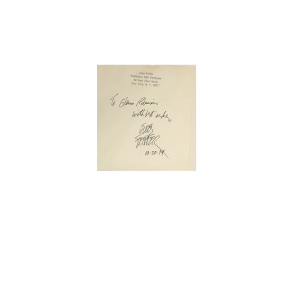 Jules Feiffer signed note. Jules Feiffer handwritten signed letter on personal stationary.