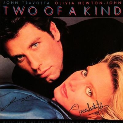 Olivia Newton John and John Travolta signed Two Of A Kind soundtrack album. Olivia Newton John 