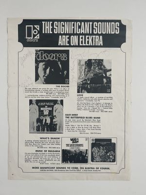 DB88. The Doors signed Elektra promotional record label poster autographed by Jim Morrison, Ray 