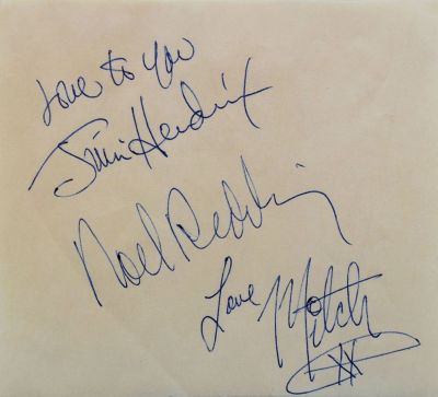 Jimi Hendrix Experience signed slip. Jimi Hendrix Experience 5 1/4 in. by 4 3/4 in. slip. 