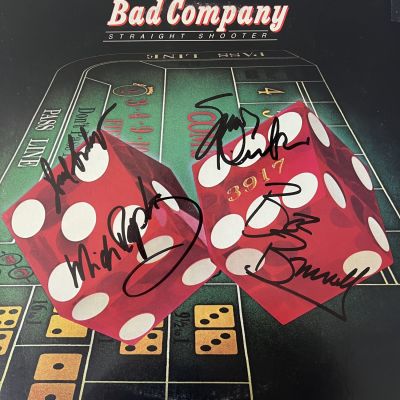 Bad Company Straight Shooter signed album autographed by Paul Rodgers, Mick Ralphs, Boz Burrell 