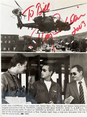 Blue Thunder Roy Scheider signed movie photo. 8x10 inches