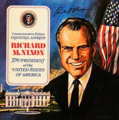 Richard Nixon signed Inaugural Address album. Richard Nixon 1969 Inaugural Address album 