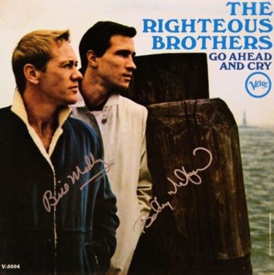 The Righteous Brothers signed "Go Ahead And Cry" single album. The Righteous Brothers 1966 "Go 