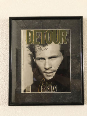 Christian Slater signed Detour Magazine cover. September issue 1993. Custom framed 16x19 