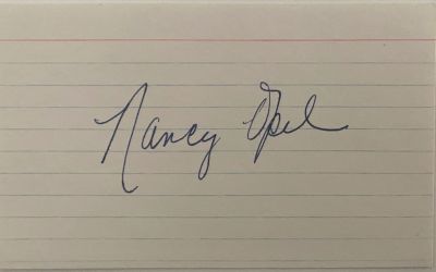 Nancy Opel original signature . 5x3 inches