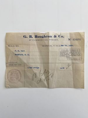 G.B. Houghton & Co. 1923 Boston Massachusetts Billhead. 6 x 8 inches