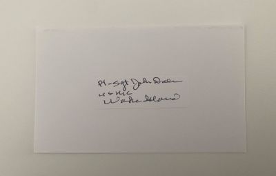 US Marine Corps Sgt. John Dale original signature. 3x5inches
