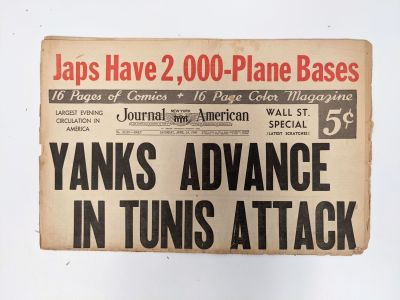 New York Journal American 1943 Vintage Newspaper. Apr 24 1943. Yanks Advance In Tunis Attack. 