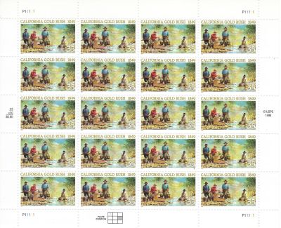 California Gold Rush Stamps. California Gold Rush 1849 20 x 33 cent U.S. Postage Stamps