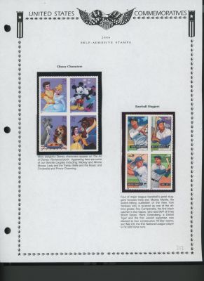 2006 United States Self-Adhesive Booklet Stamp Set. Block of 4 x 39c Disney Characters Stamps; 