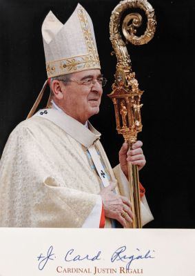Cardinal Justin Rigali signed photo. 5 x 7 inches.