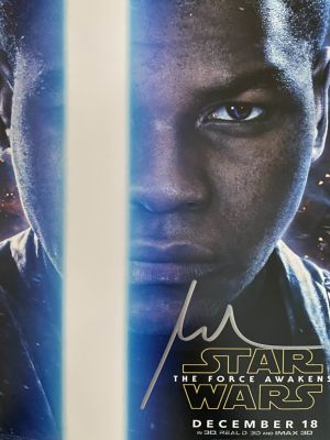 Star Wars: The Force Awakens John Boyega
signed movie photo. Star Wars: The Force Awakens signed 