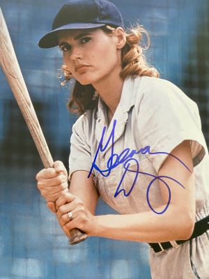 A League of Their Own Geena Davis signed movie photo. A League of Their Own signed movie photo 