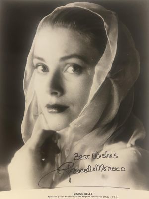 Princess Grace Kelly signed photo. Grace Kelly "Grace De Monaco" signed photo. 8x10 inches