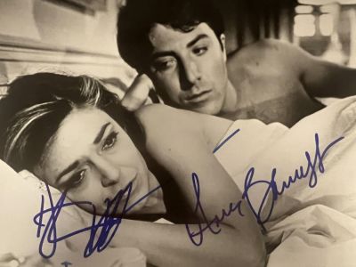 The Graduate signed movie photo autographed by Anne Bancroft and Dustin Hoffman. 10x8 inches