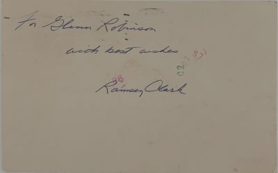 Attorney General Ramsey Clark original signature. Ramsey Clark original signature