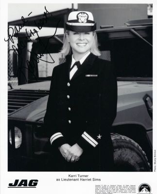JAG Karri Turner signed photo. JAG signed photo autographed by Karri Turner. 8x10 inches
