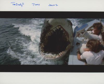 Jaws 2 signed movie photo autographed by Thomas Dunlop.