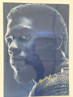 Black Panther Chadwick Boseman signed movie photo. Black Panther signed movie photo autographed 