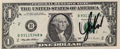 Yakov Smirnoff signed dollar bill.6x3 inches