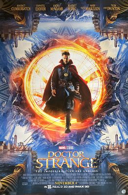 Dr. Strange cast signed movie poster autographed by Benedict Cumberbatch, Rachel McAdams 