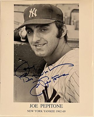 Joe Pepitone signed photo. 8x10 inches
