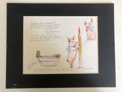 Fenway the Pigasus Original Art - All Heart Designs - 1984 - Mounted. 18x14 inches