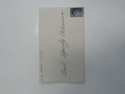 MLB Earl John "Sparky" Adams original signature.5x3 inches