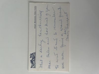 The First Lady of Radio Mary Margaret McBride signed note.5x3 inches