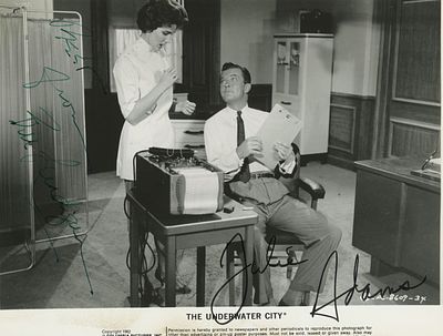 The Underwater City signed movie photo autographed by William Lundigan and Julie Adams. 8x10 inches