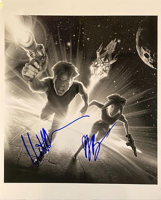 Titan A.E. Matt Damon and Drew Barrymore signed movie photo. Titan A.E. signed movie photo