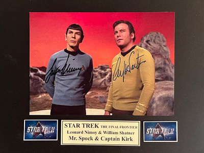 Star Trek cast signed photo autographed by William Shatner and Leonard Nimoy. 8x10 inches