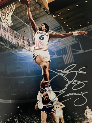 Julius Erving signed photo. 8x10 inches