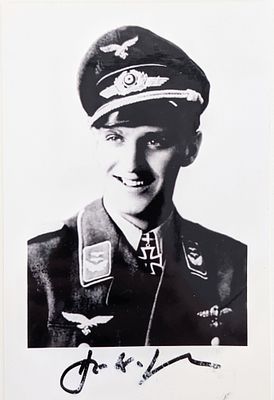 WW2 German Pilot Hubert Spadiut signed photo. Herbert Spadiut signed photo. 4x6 inches