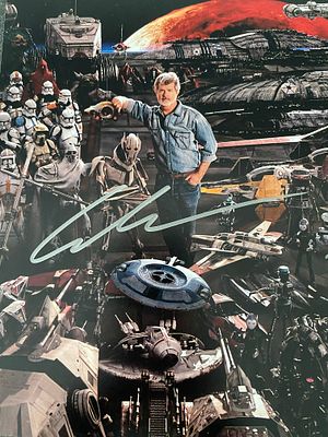 Star Wars George Lucas signed photo. 8x10 inches