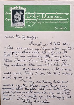 Dolly Dumplin Signed Letter - 7x10 inches