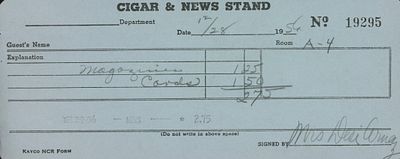 Mrs Desi Arnaz signed receipt
