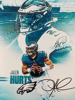 Philadelphia Eagles QB Jalen Hurts signed photo. 8x10 inches